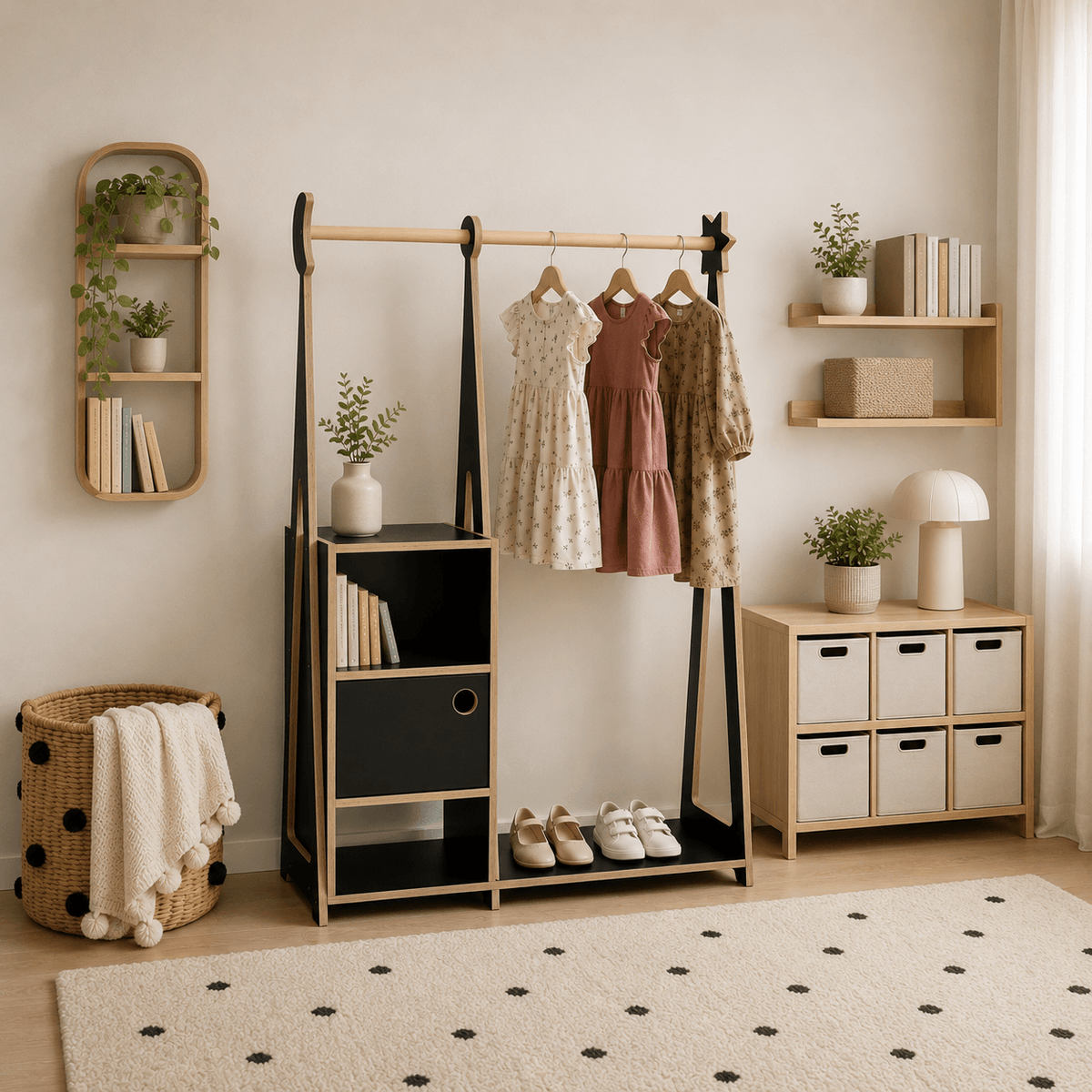 leg&go 2in1 Montessori-Kleiderschrank – Schwarz