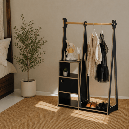 leg&go 2in1 Montessori-Kleiderschrank – Schwarz