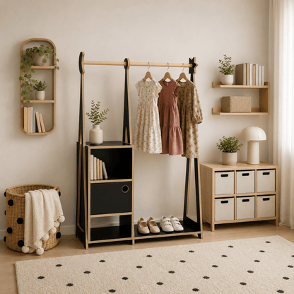 leg&go 2in1 Montessori-Kleiderschrank – Schwarz