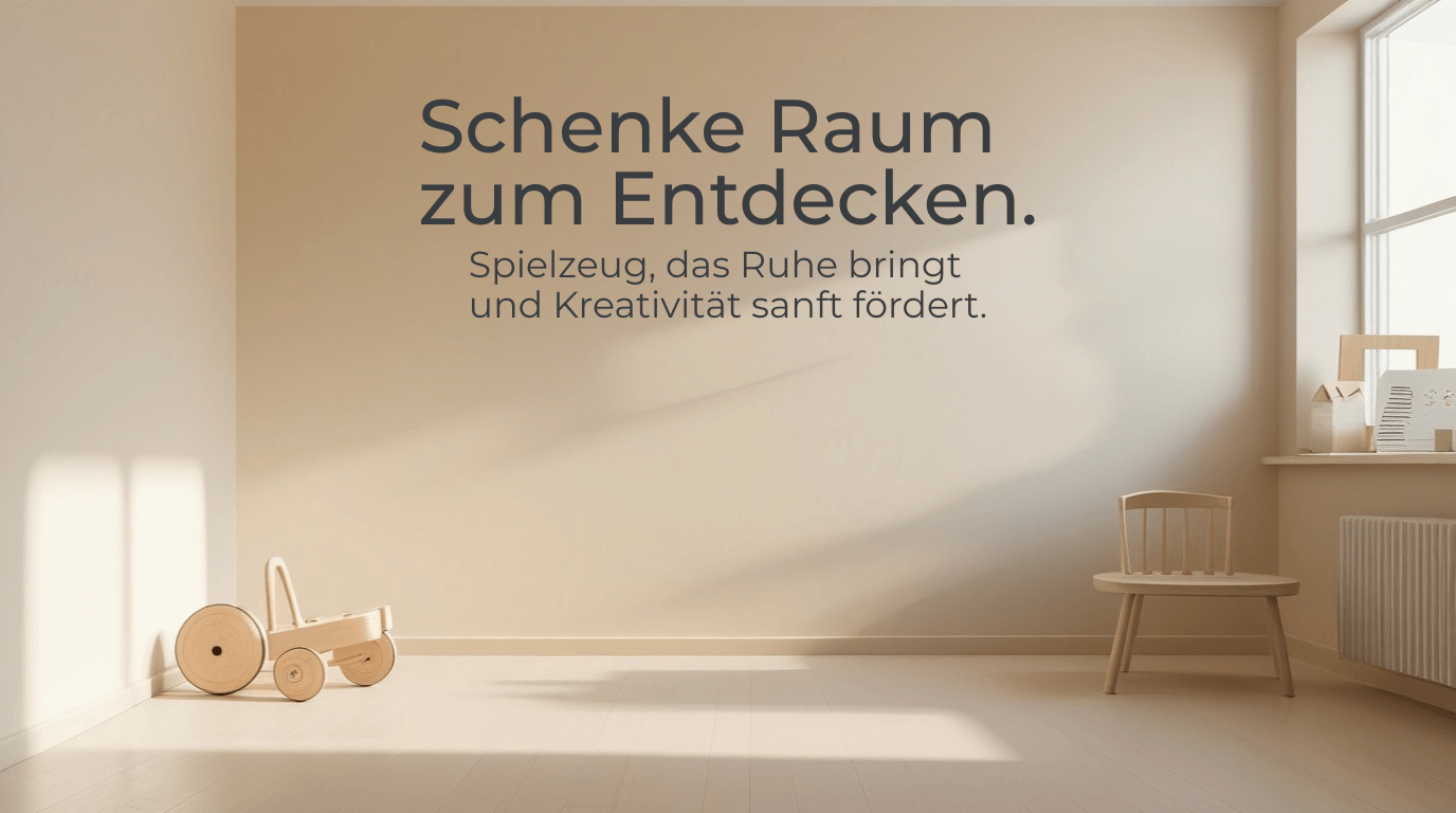 Ein helles Kinderzimmer im skandinavischen Stil mit Holzspielzeug von Jefani Kids im Footer