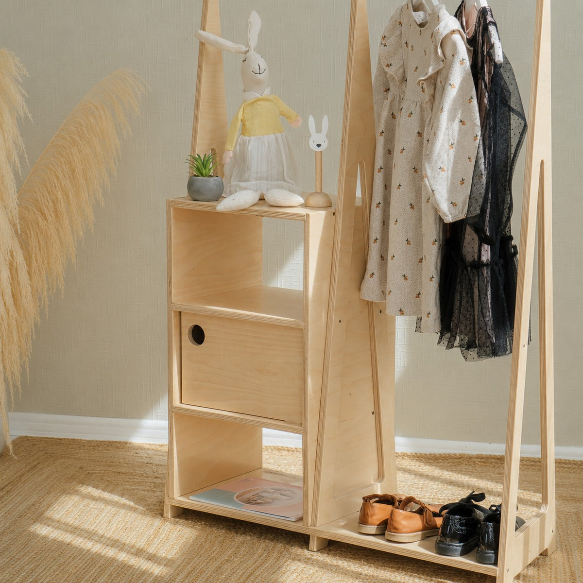 leg&go Montessori Wardrobe with Storage – Natural, photo 5