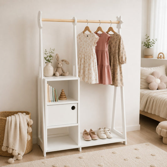 leg&go Montessori Wardrobe with Storage – White, photo 2