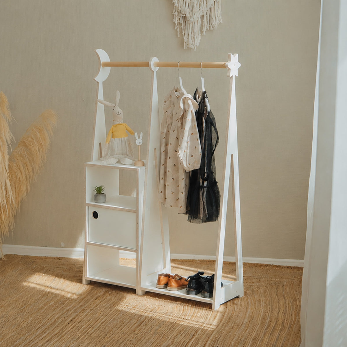 leg&go Montessori Wardrobe with Storage – White, photo 6