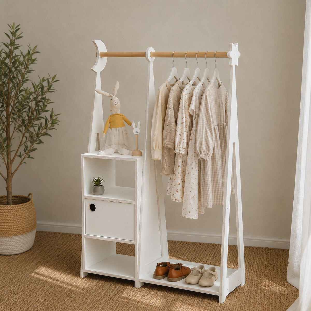 leg&go Montessori Wardrobe with Storage – White, photo 4