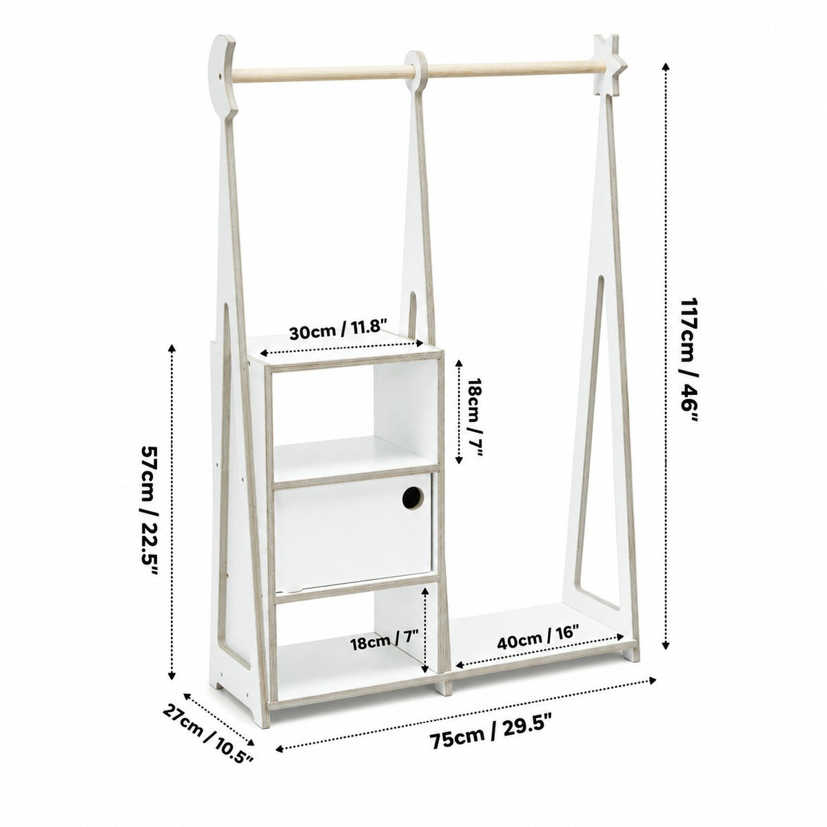 leg&go Montessori Wardrobe with Storage – White, photo 3