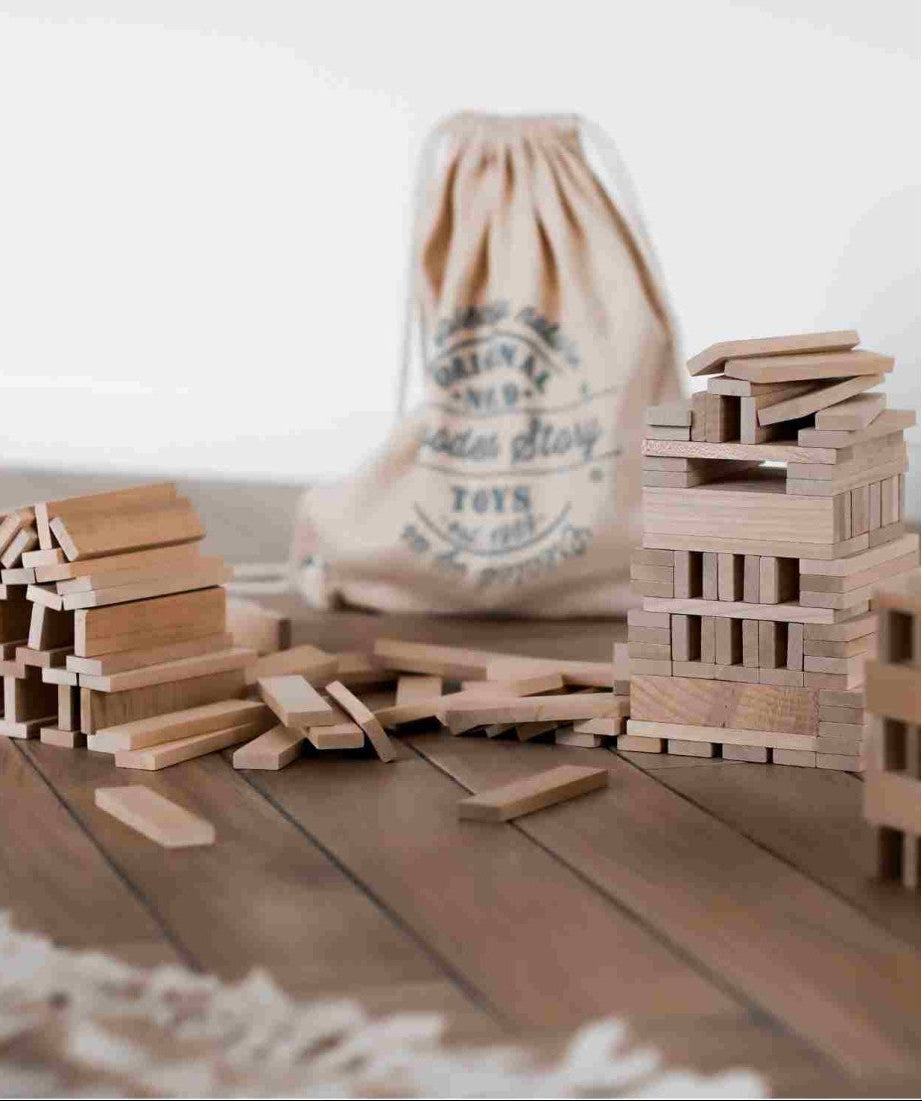 Wooden Architectural Blocks in a Bag - Natural, 200 Pieces