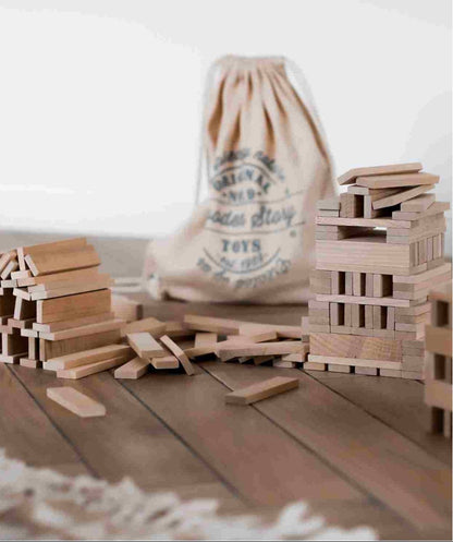 Wooden Architectural Blocks in a Bag - Natural, 200 Pieces