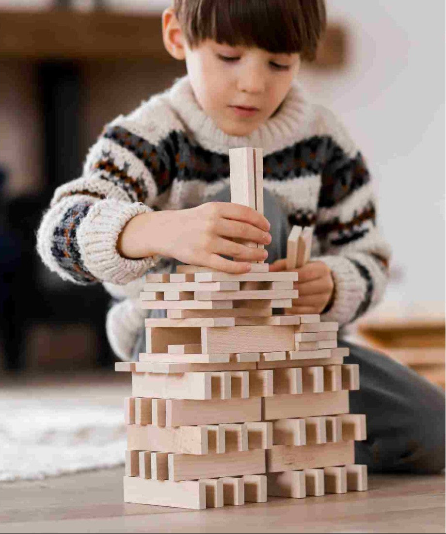 Wooden Architectural Blocks in a Bag - Natural, 200 Pieces