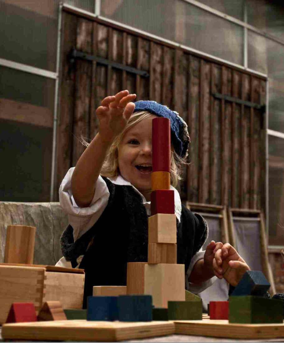 Wooden Blocks in a Box – Cold Colors, 30 Pieces
