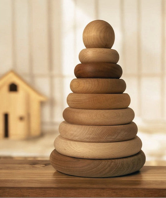 Wooden Round Pyramid - Natural