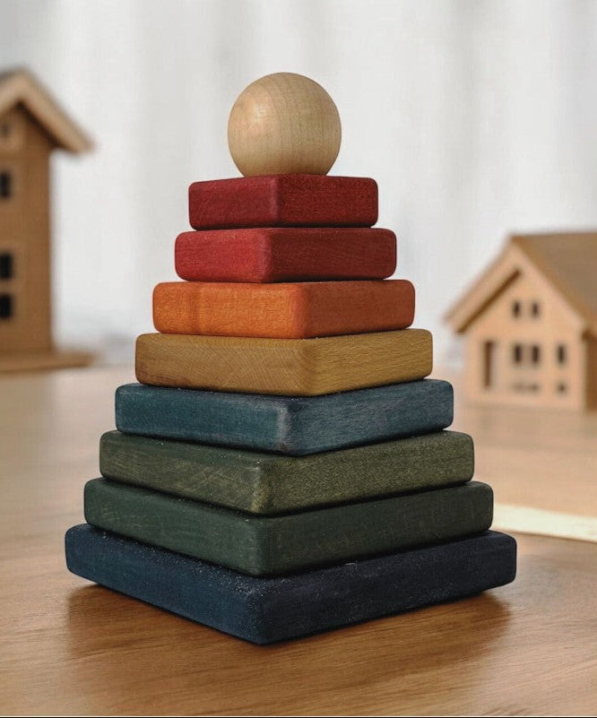 Wooden Square Pyramid - Colorful